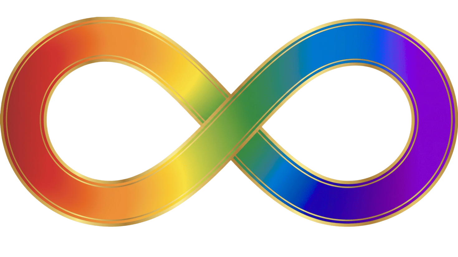 Oneindigheidssymbool in regenboogkleuren, symbool voor neurodiversiteit