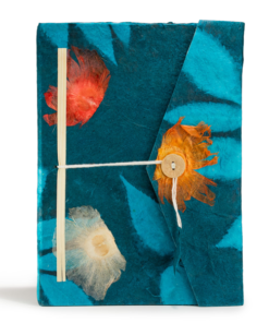 Lokta Bold Floral Notebook – Large (21x15cm) – 45 Bladen – Inclusief Boekenlegger – Midnight Blue