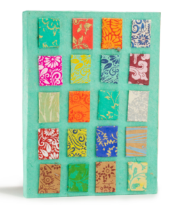 Lokta Mini Tegels Notitieboek – Groot (21x15cm) – 45 Bladen – Inclusief Boekenlegger – Teal